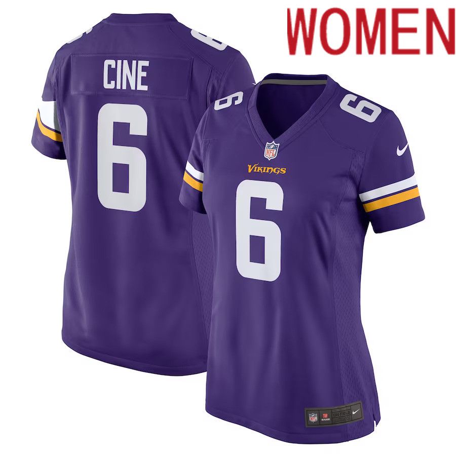 Women Minnesota Vikings #6 Lewis Cine Nike Purple Game Player NFL Jersey->women nfl jersey->Women Jersey